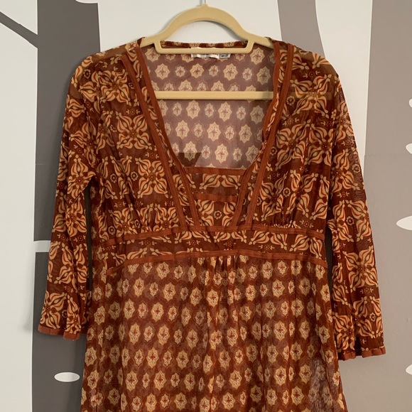 Zara Sheer Bohemian Peasant Style Blouse. Size MED - Picture 2 of 6
